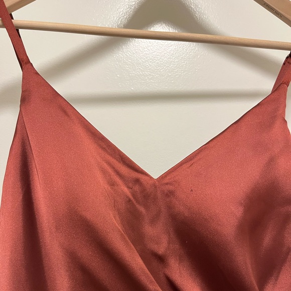 Revelry Rory Satin Bridesmaids Dress - Terracotta Rush - Picture 5 of 10